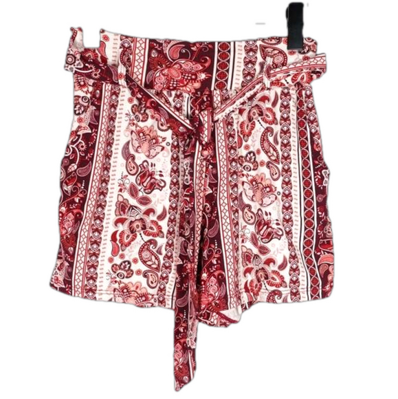 ShoSho Paperbag High-Waisted Tie Belt Paisley Print Shorts, Size S - Picture 1 of 7